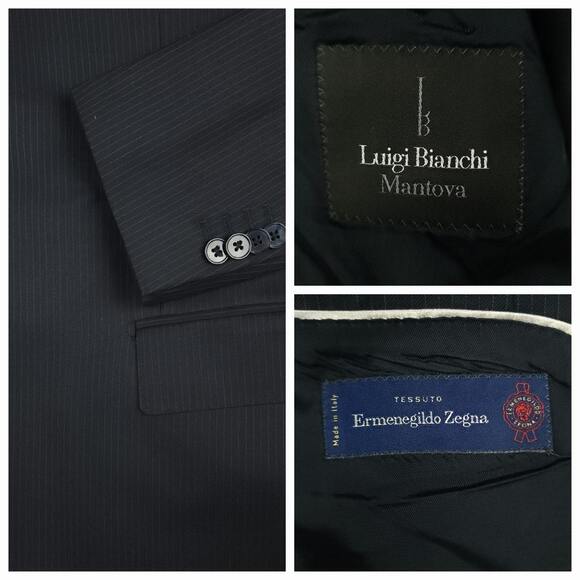 Luigi Bianchi Mantova Pinstripe Wool Blazer 40RMade in Italy Zegna Fabric